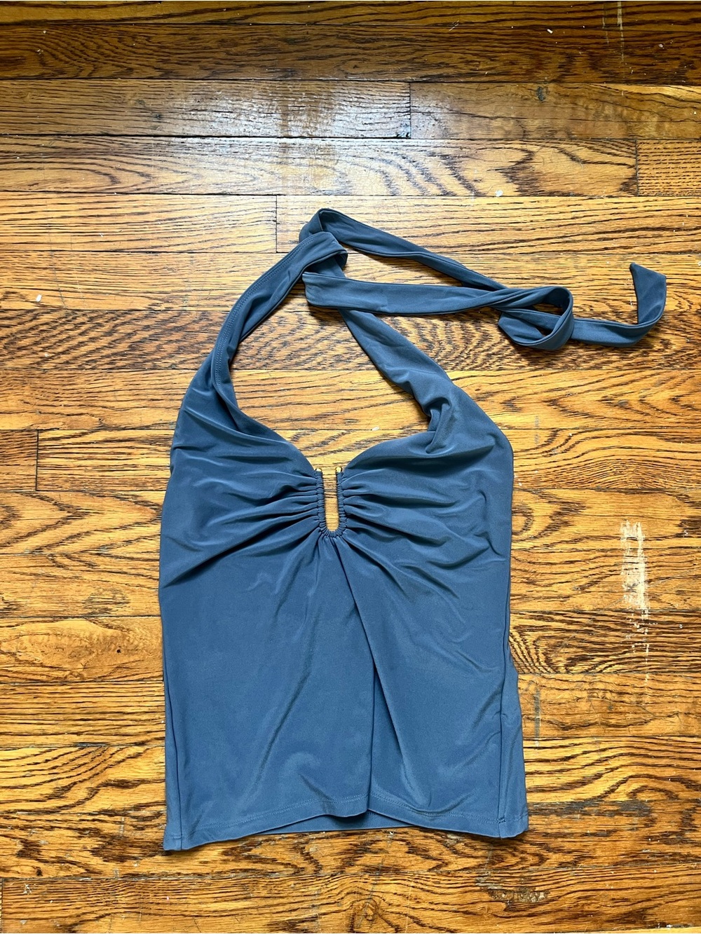 Aritzia Slate Blue Halter Tank Top